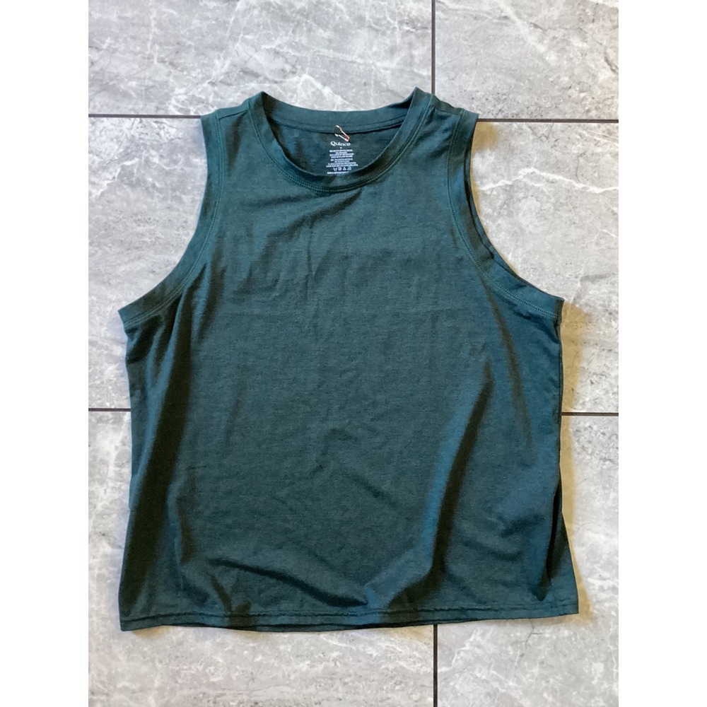 Quince NWOT Womens Recycled Polyester Spandex Muscle Tank Top Green Medium - Picture 2 of 7